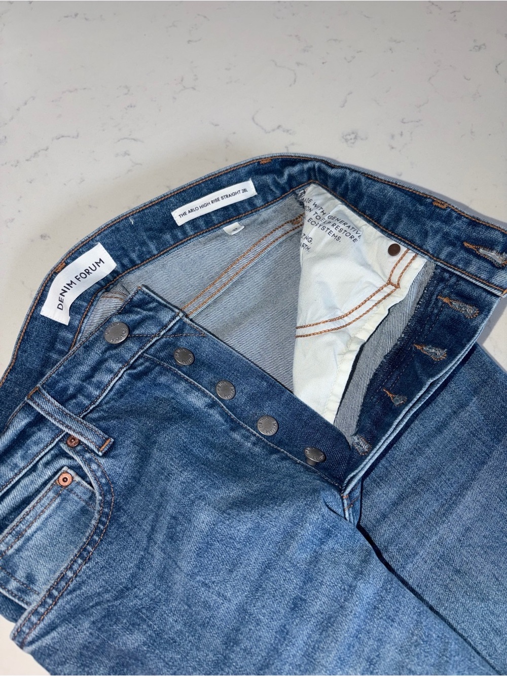 Denim Forum Men’s Medium Blue Slim Straight Jeans - Picture 4 of 5